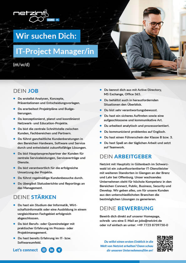 Stellenanzeige IT-Project Manager (m/w/d)