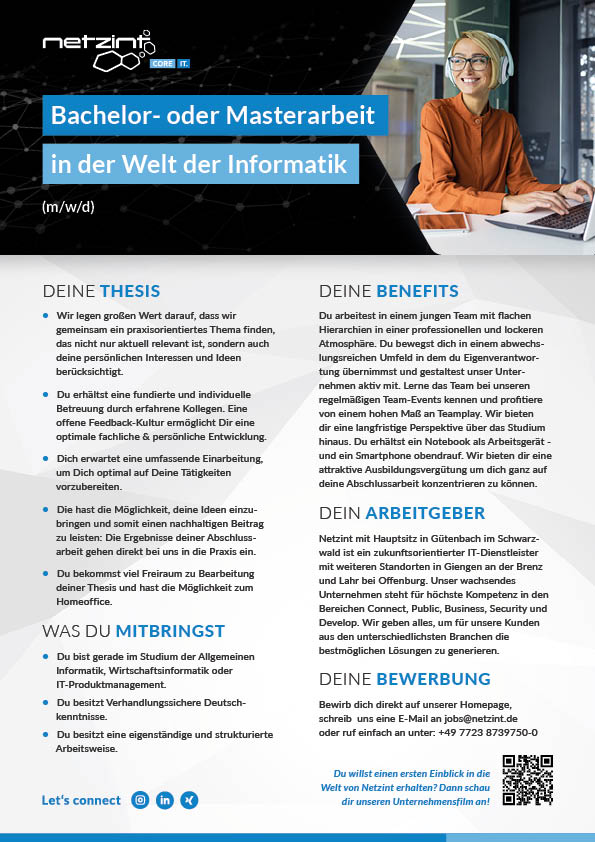 Student/in Duales Studium Bachelor Informatik